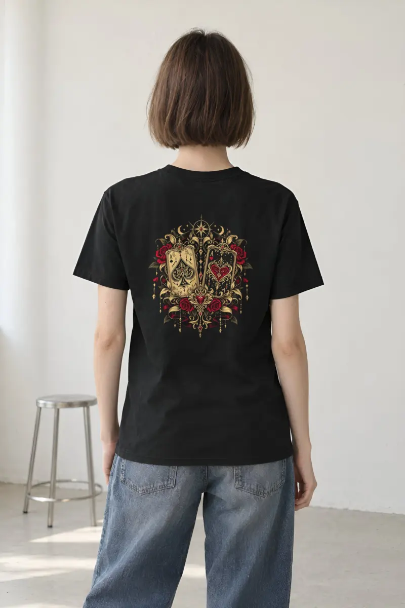 "Celestial Card Roses" Heavyweight Unisex Crewneck T-shirt