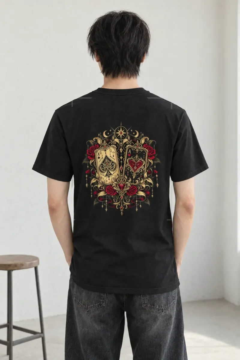 "Celestial Card Roses" Heavyweight Unisex Crewneck T-shirt