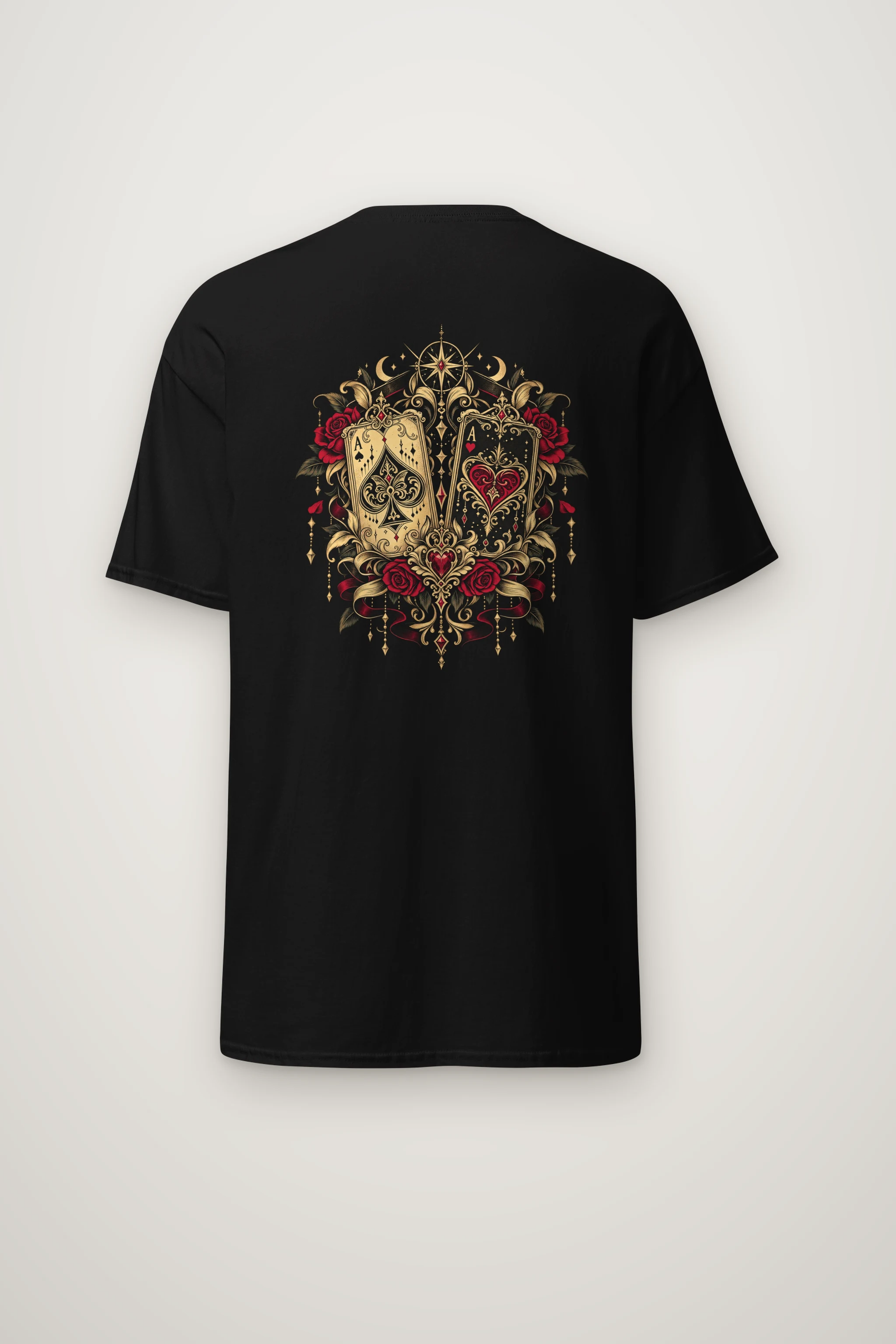 "Celestial Card Roses" Heavyweight Unisex Crewneck T-shirt