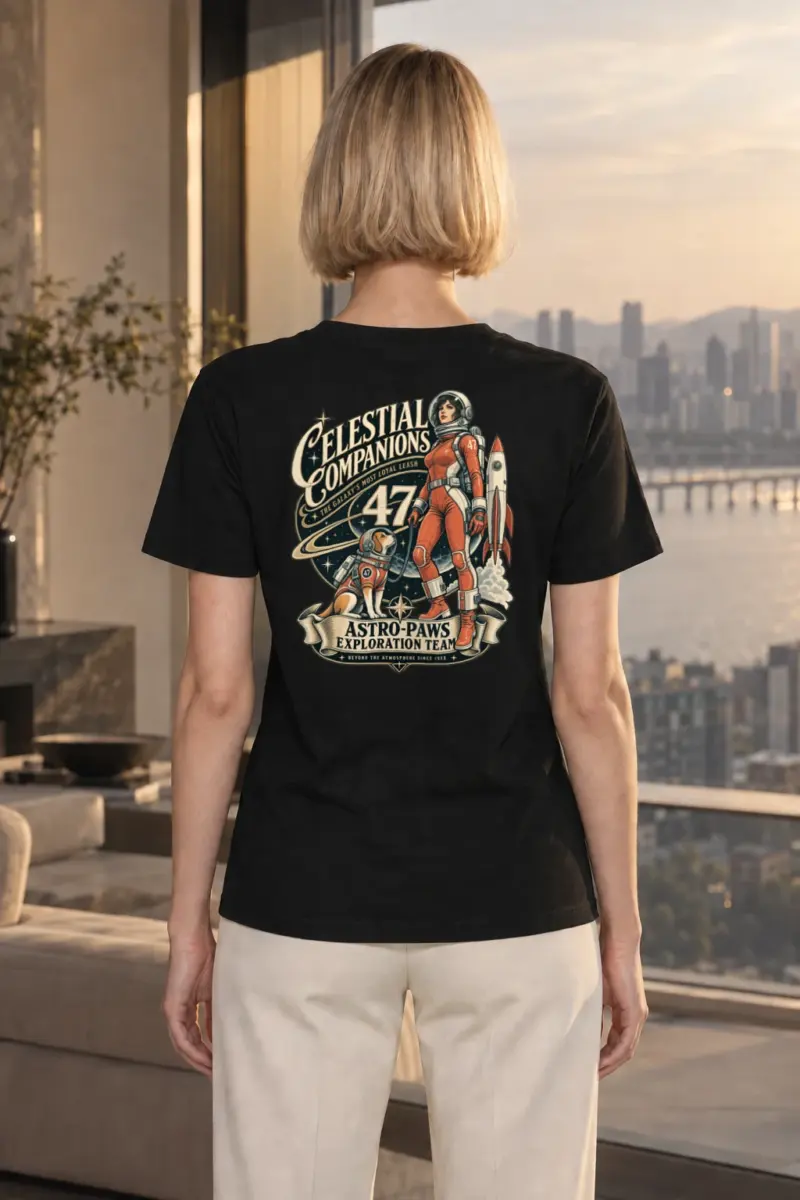 "Celestial Companions" Heavyweight Unisex Crewneck T-shirt | Gildan 5000