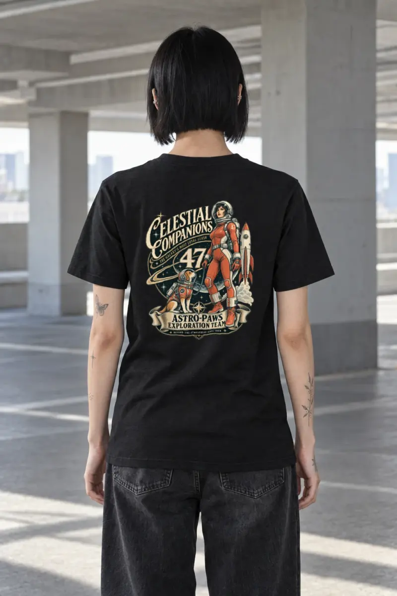 "Celestial Companions" Heavyweight Unisex Crewneck T-shirt