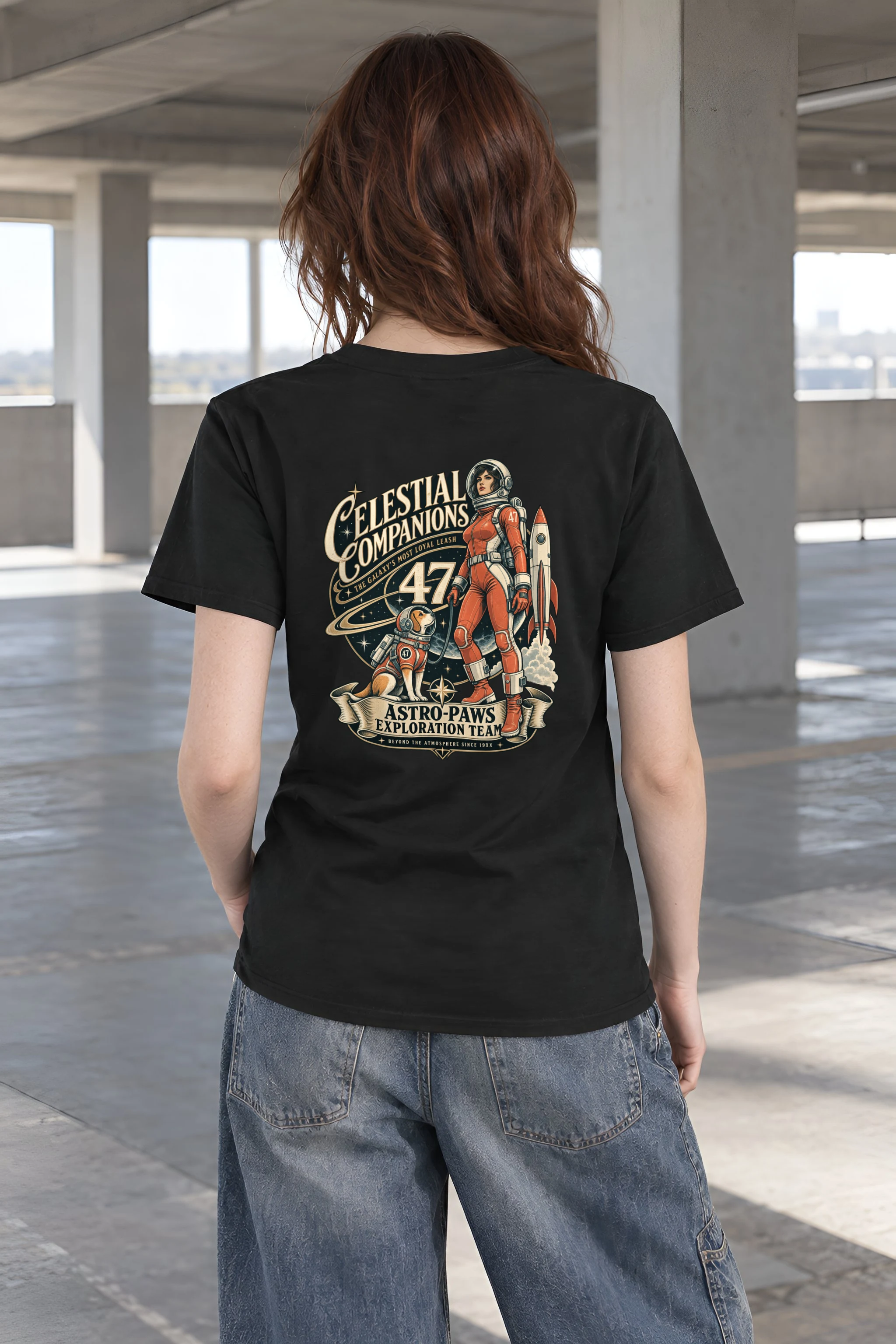 "Celestial Companions" Heavyweight Unisex Crewneck T-shirt