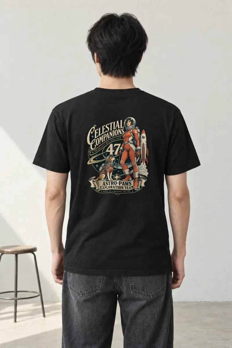 "Celestial Companions" Heavyweight Unisex Crewneck T-shirt