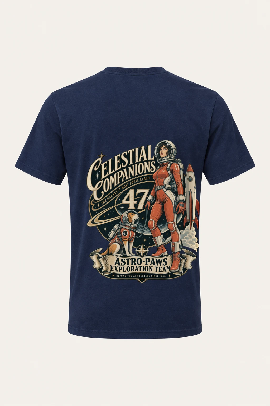 "Celestial Companions" Heavyweight Unisex Crewneck T-shirt | Gildan 5000