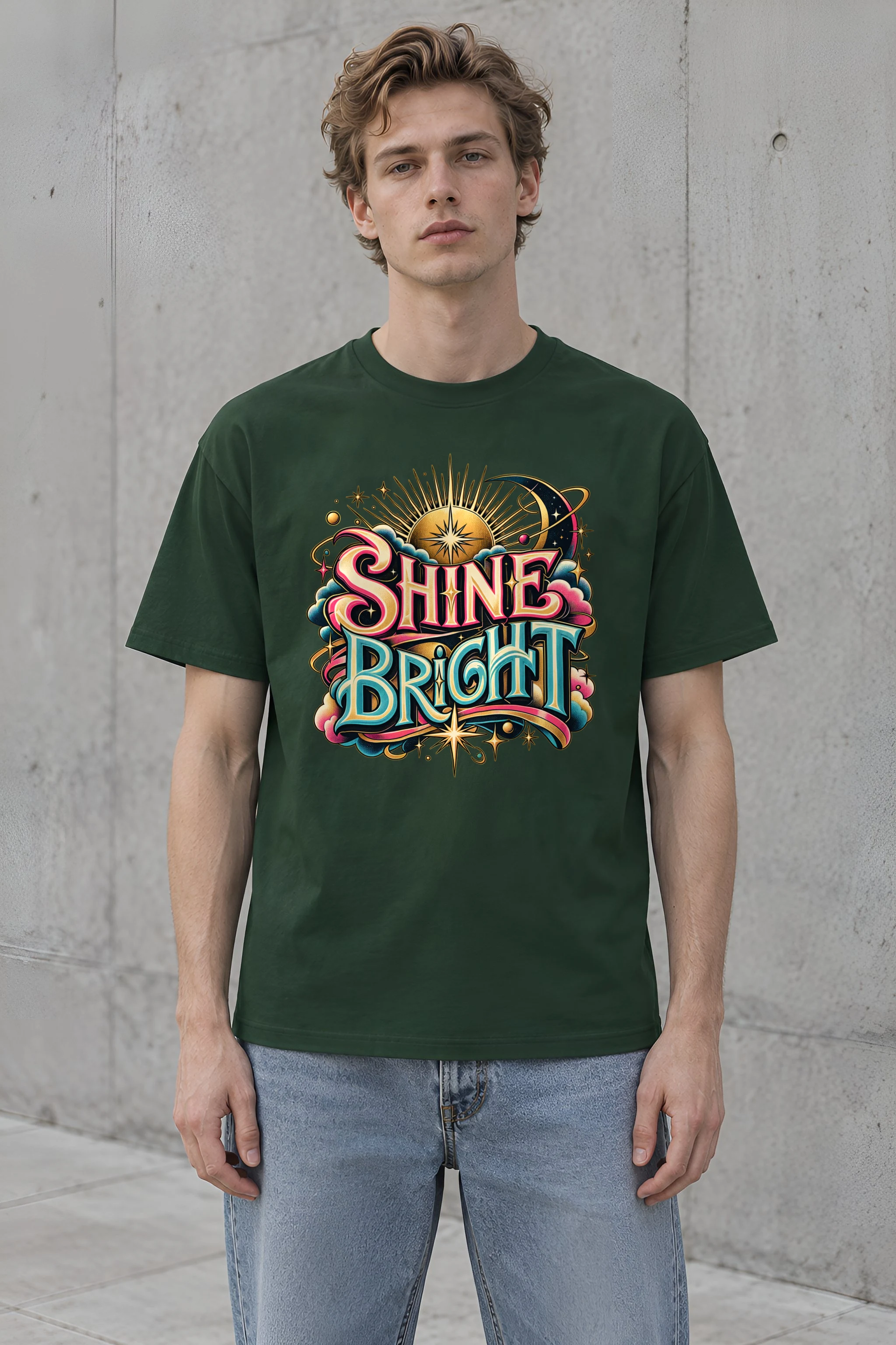 "Sunburst Compass Shine" Heavyweight Unisex Crewneck T-shirt