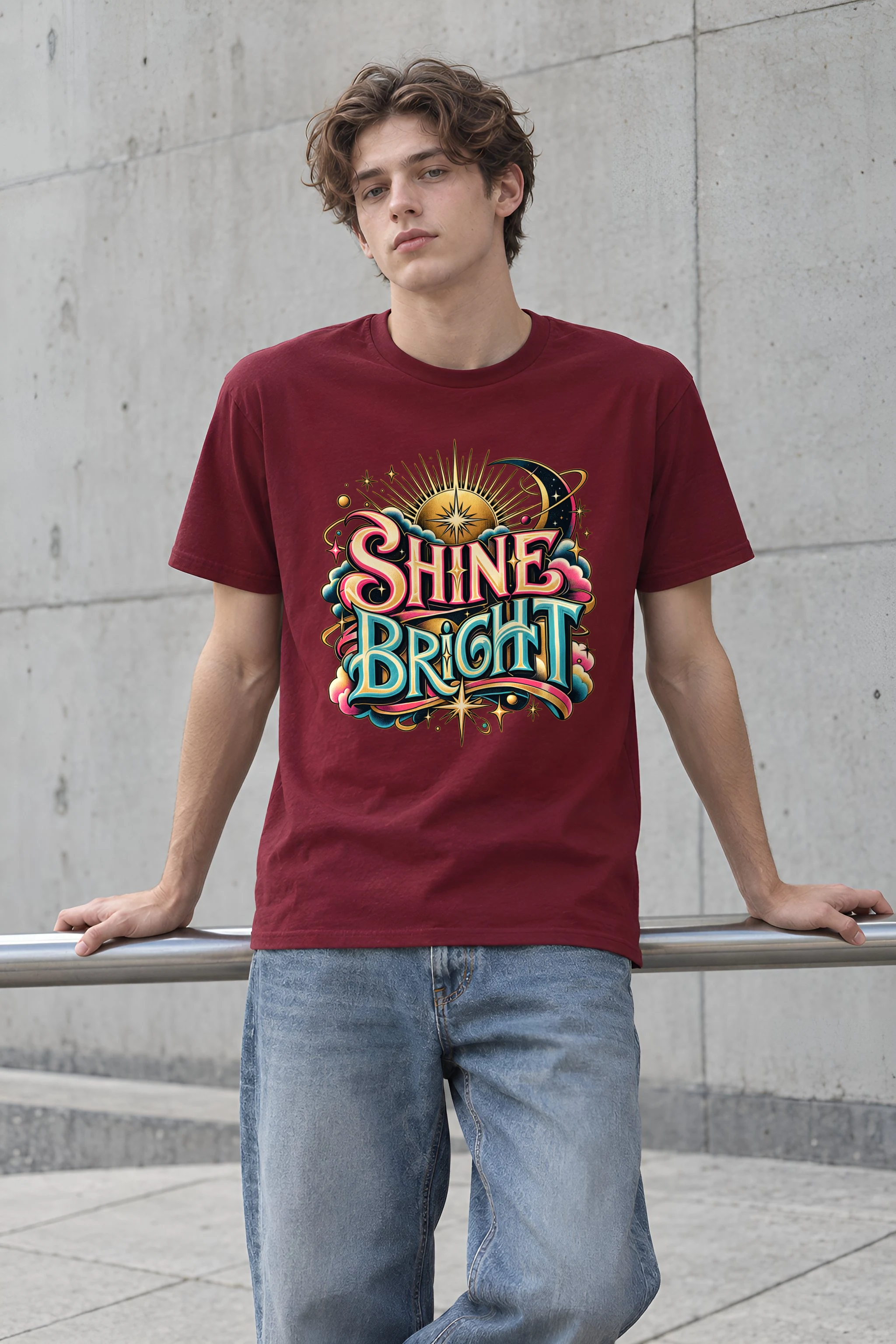 "Sunburst Compass Shine" Heavyweight Unisex Crewneck T-shirt