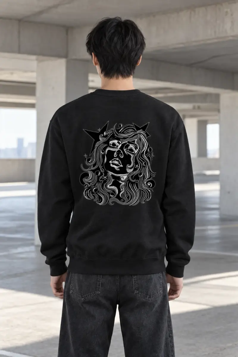 "Celestial Flow Face" Heavy Blend Unisex Crewneck Sweatshirt | Gildan 18000