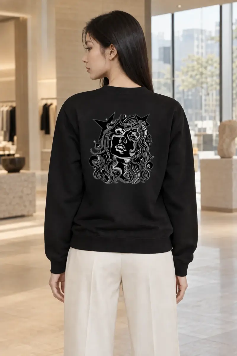 "Celestial Flow Face" Heavy Blend Unisex Crewneck Sweatshirt | Gildan 18000