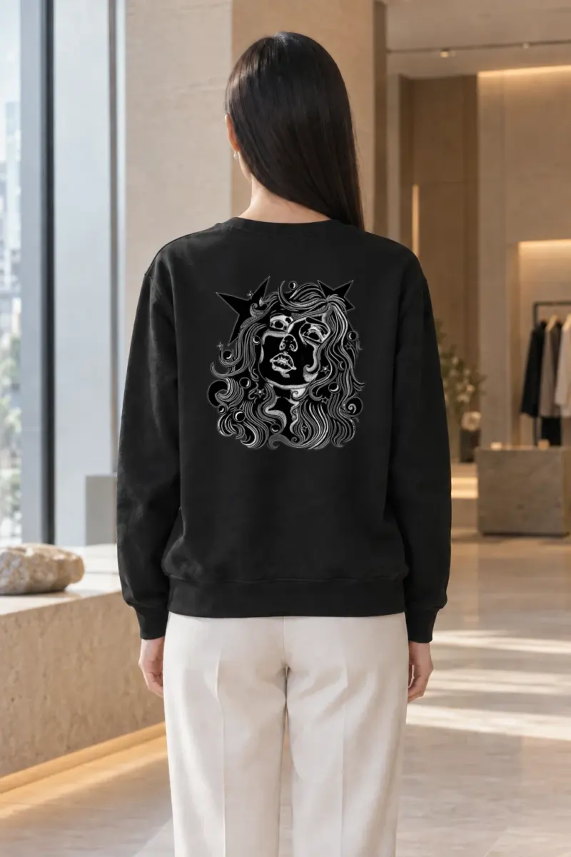"Celestial Flow Face" Heavy Blend Unisex Crewneck Sweatshirt | Gildan 18000