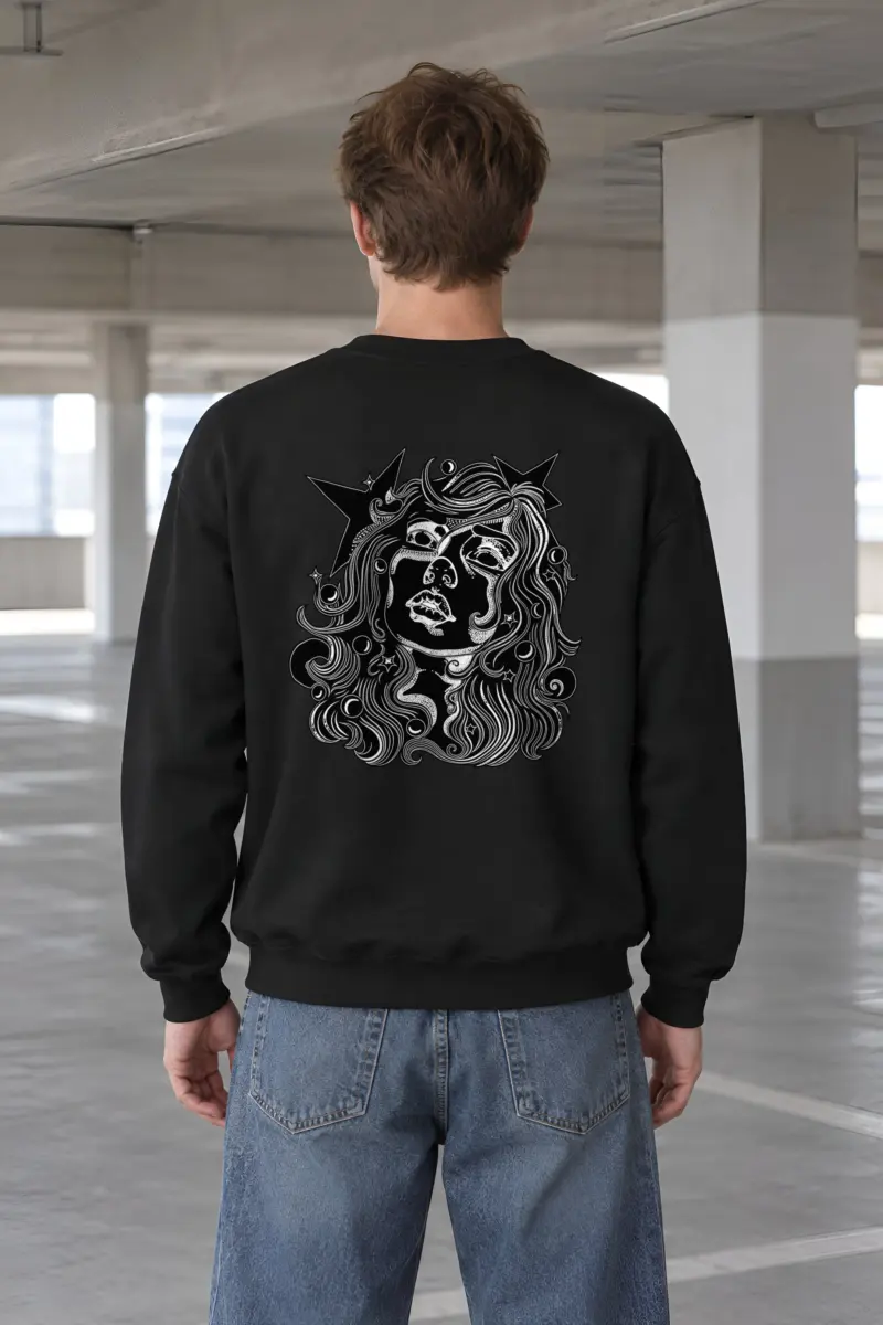 "Celestial Flow Face" Heavy Blend Unisex Crewneck Sweatshirt