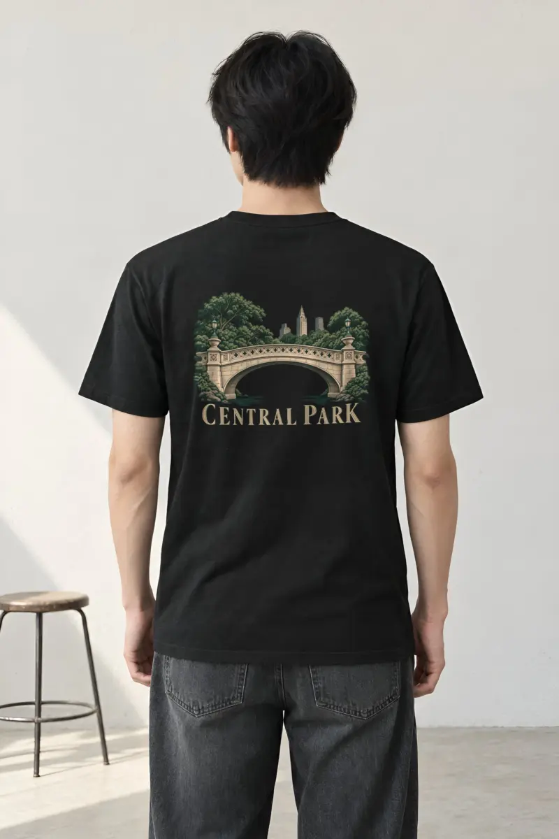"Central Park Bridge" Heavyweight Unisex Crewneck T-shirt