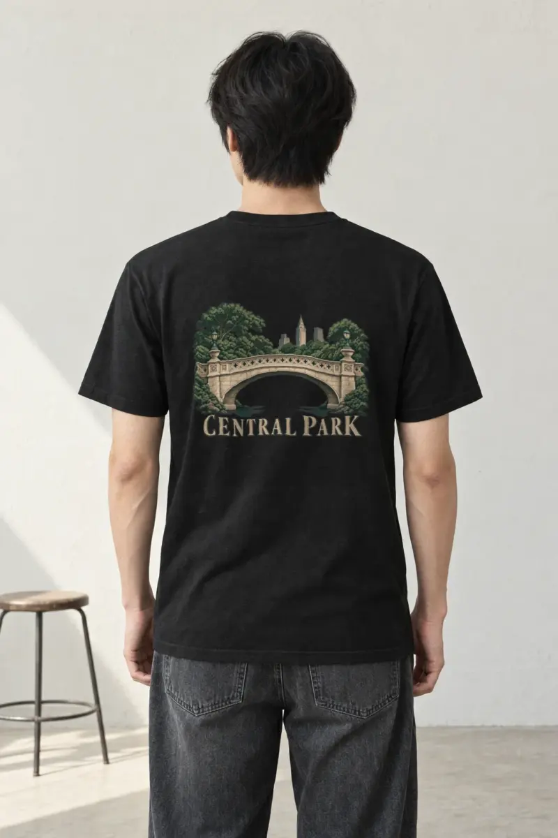 "Central Park Bridge" Heavyweight Unisex Crewneck T-shirt | Gildan 5000