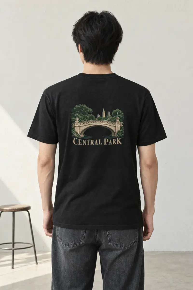 "Central Park Bridge" Heavyweight Unisex Crewneck T-shirt