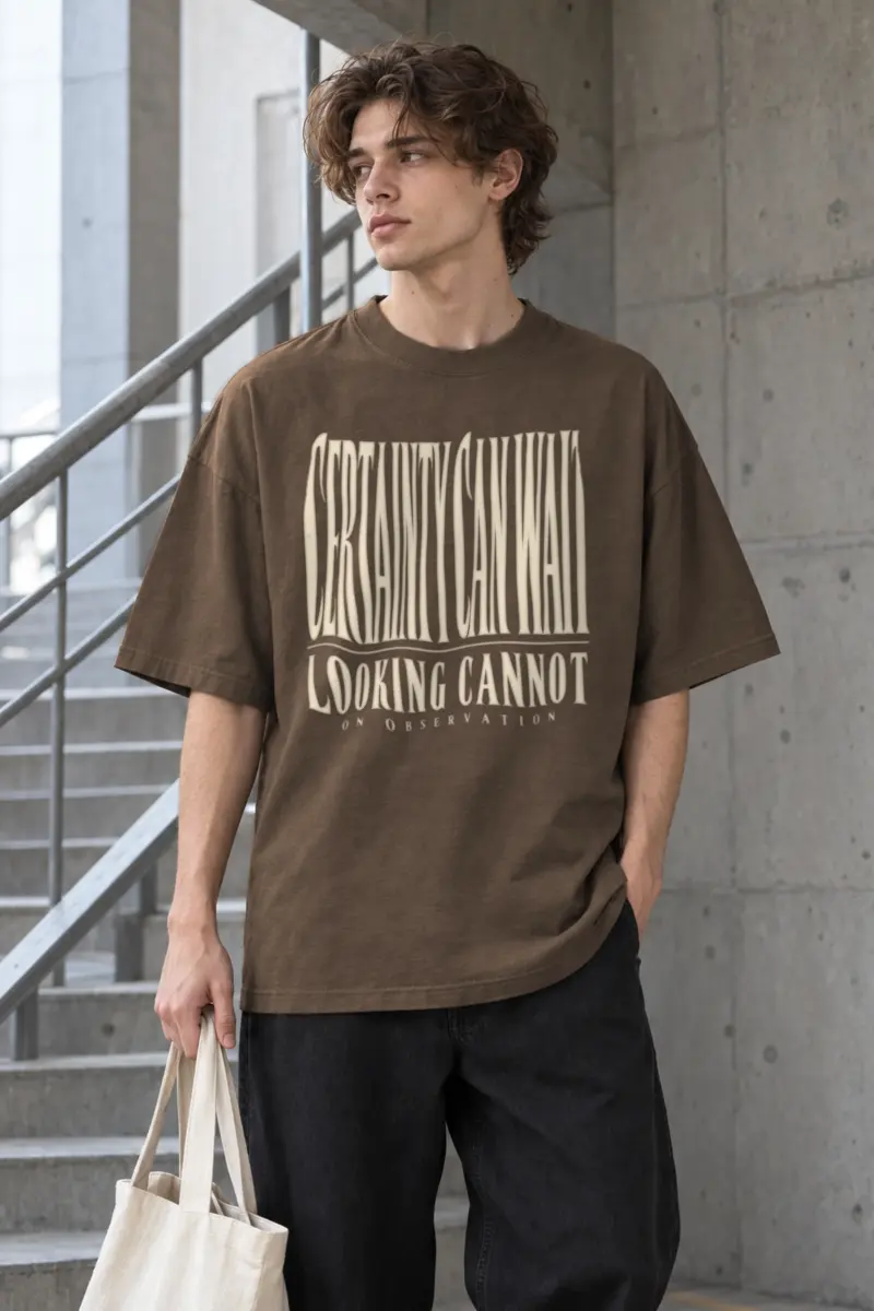 "Certainty Can Wait" Men's Oversized Heavyweight Crewneck T-Shirt