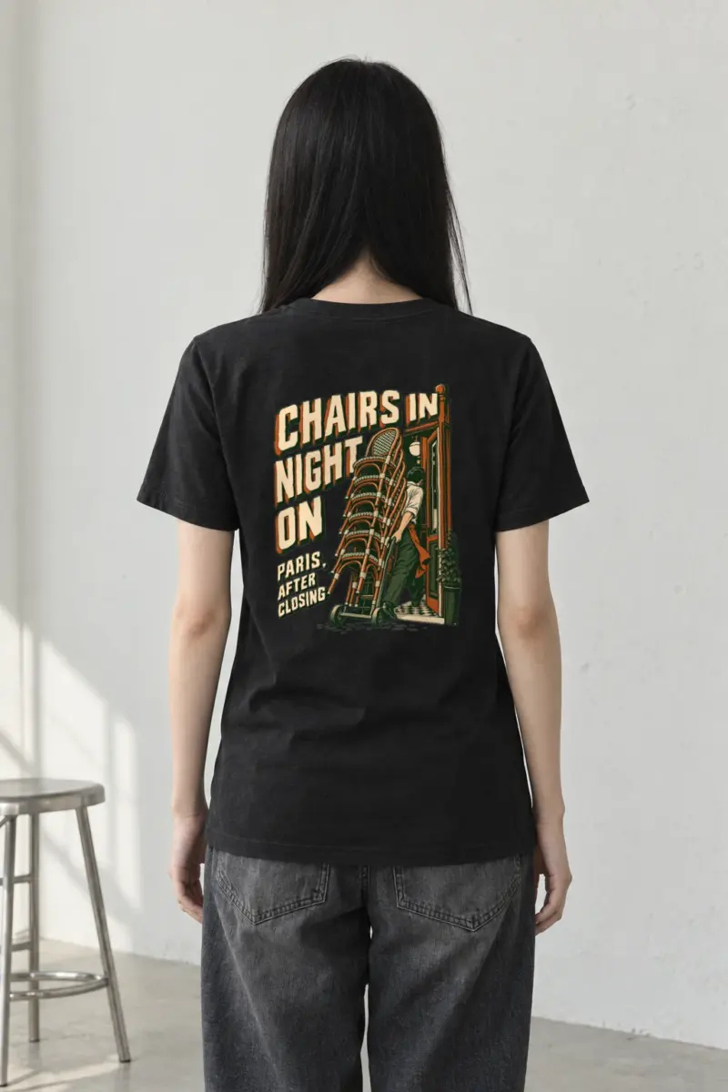 "Chairs In Night On Paris, After Closing" Heavyweight Unisex Crewneck T-shirt