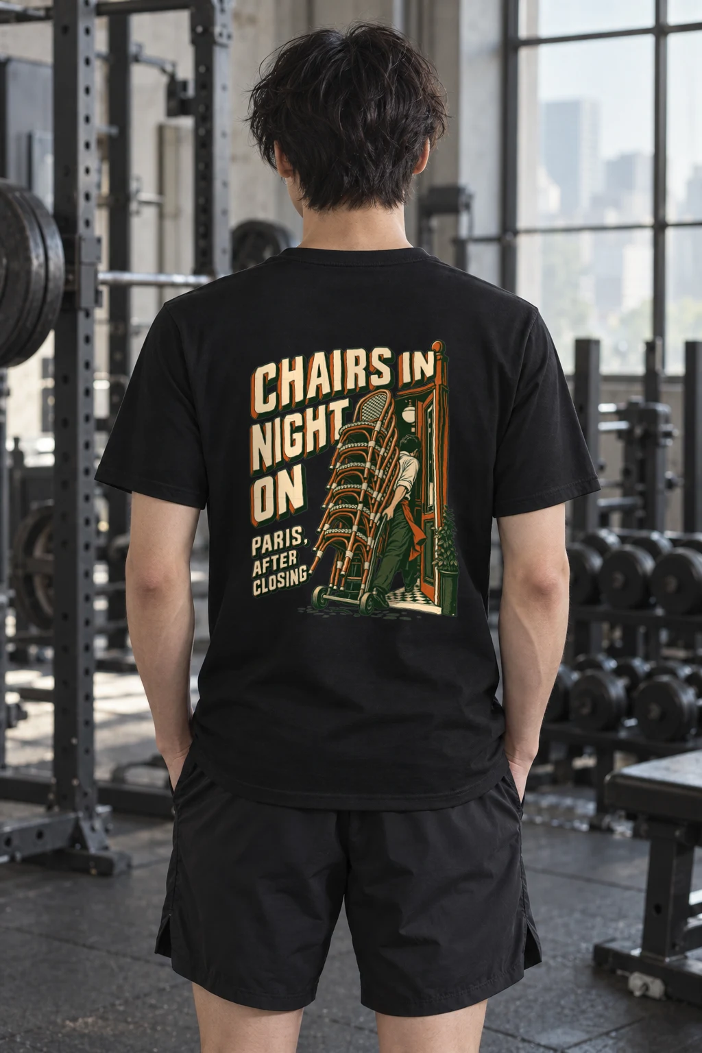 "Chairs In Night On Paris, After Closing" Heavyweight Unisex Crewneck T-shirt