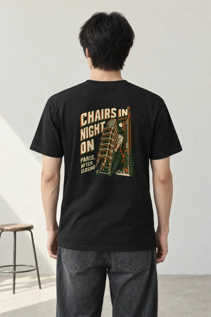 "Chairs In Night On Paris, After Closing" Heavyweight Unisex Crewneck T-shirt