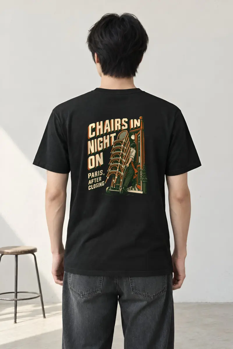 "Chairs In Night On Paris, After Closing" Heavyweight Unisex Crewneck T-shirt