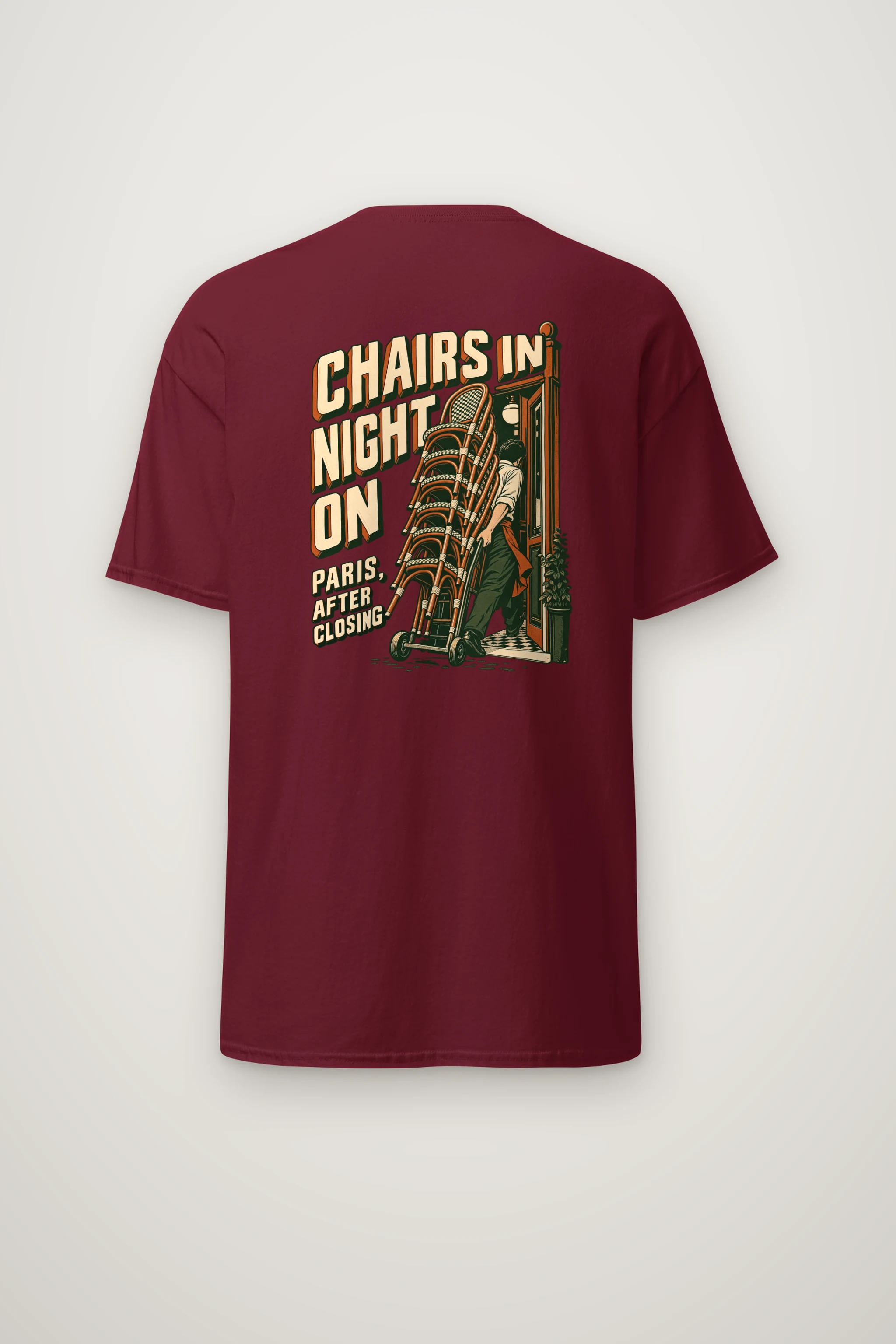 "Chairs In Night On Paris, After Closing" Heavyweight Unisex Crewneck T-shirt