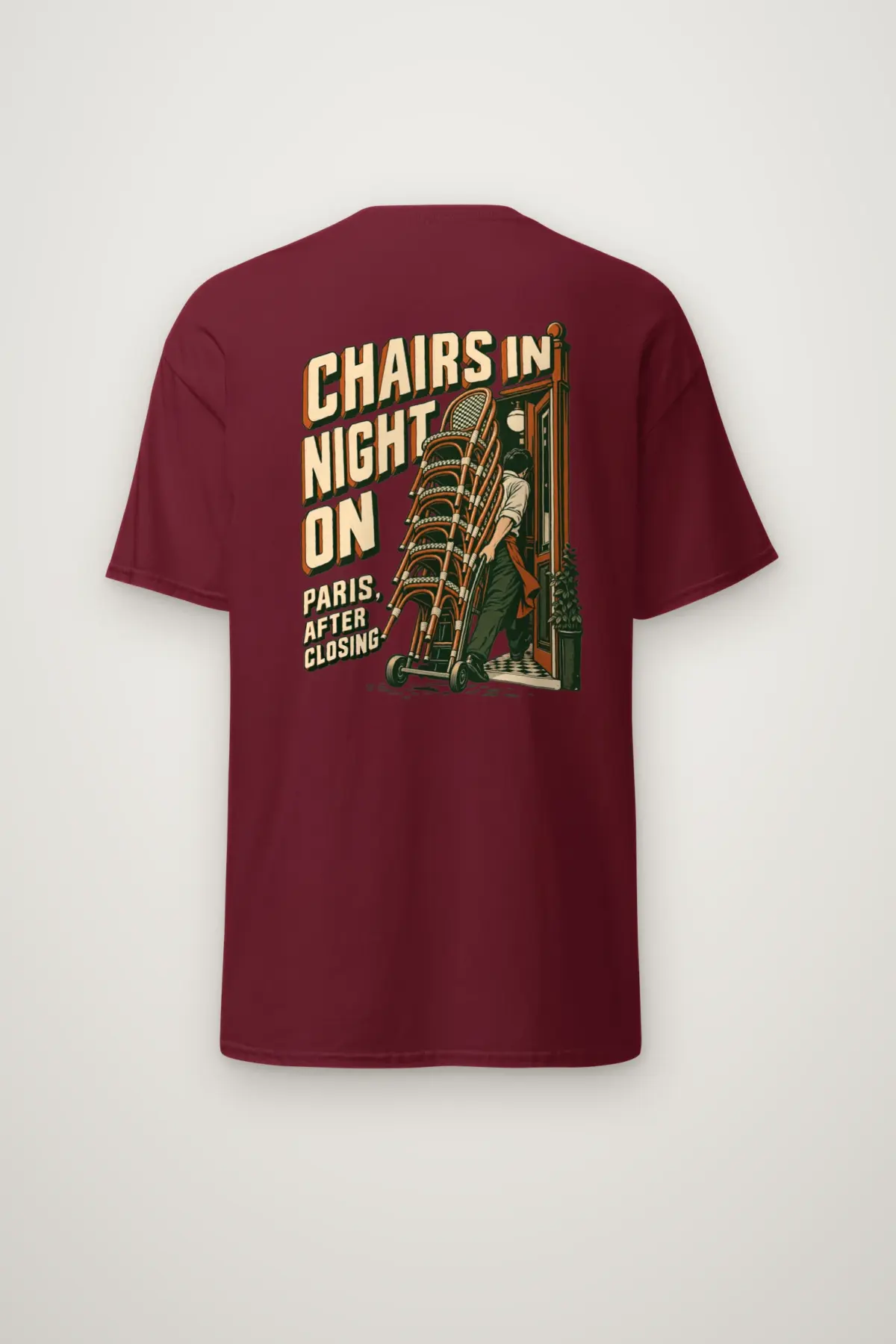 "Chairs In Night On Paris, After Closing" Heavyweight Unisex Crewneck T-shirt