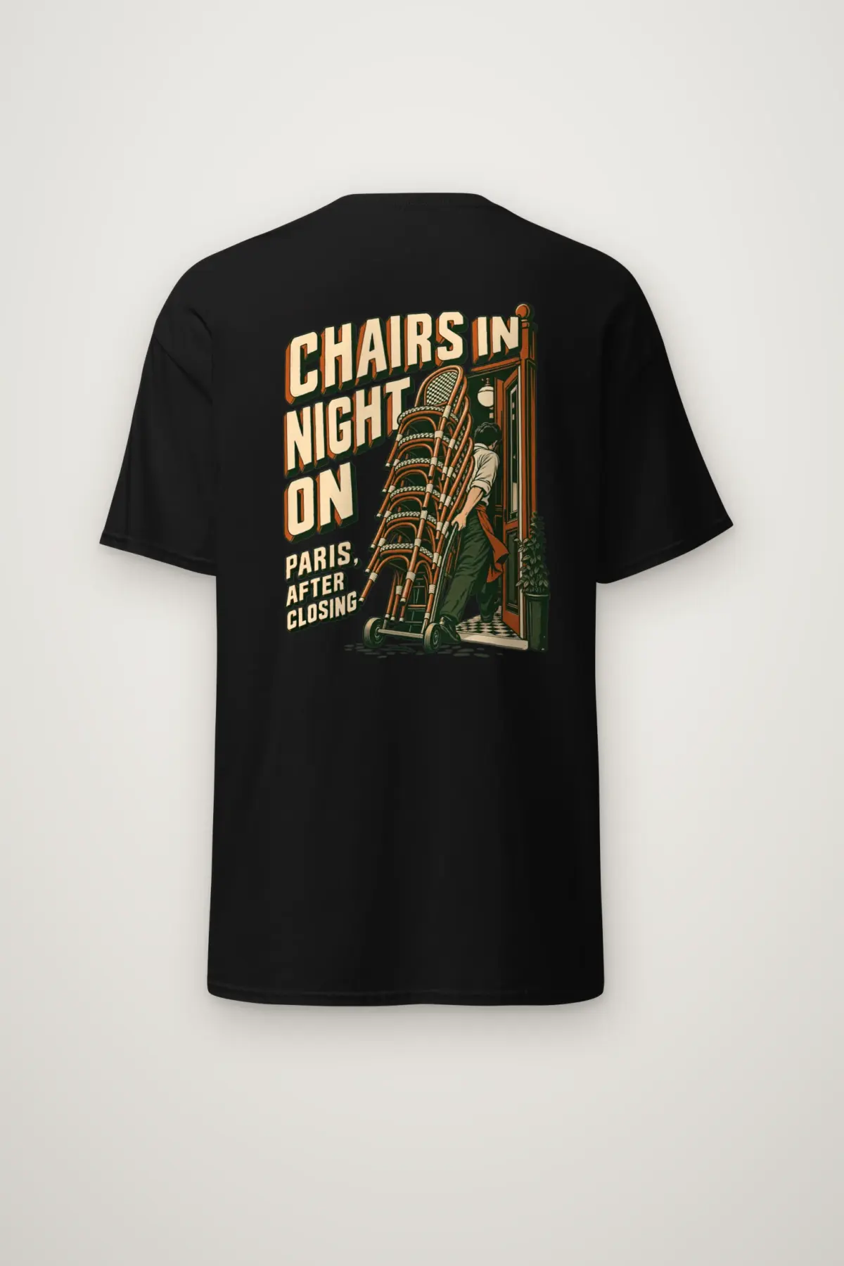 "Chairs In Night On Paris, After Closing" Heavyweight Unisex Crewneck T-shirt