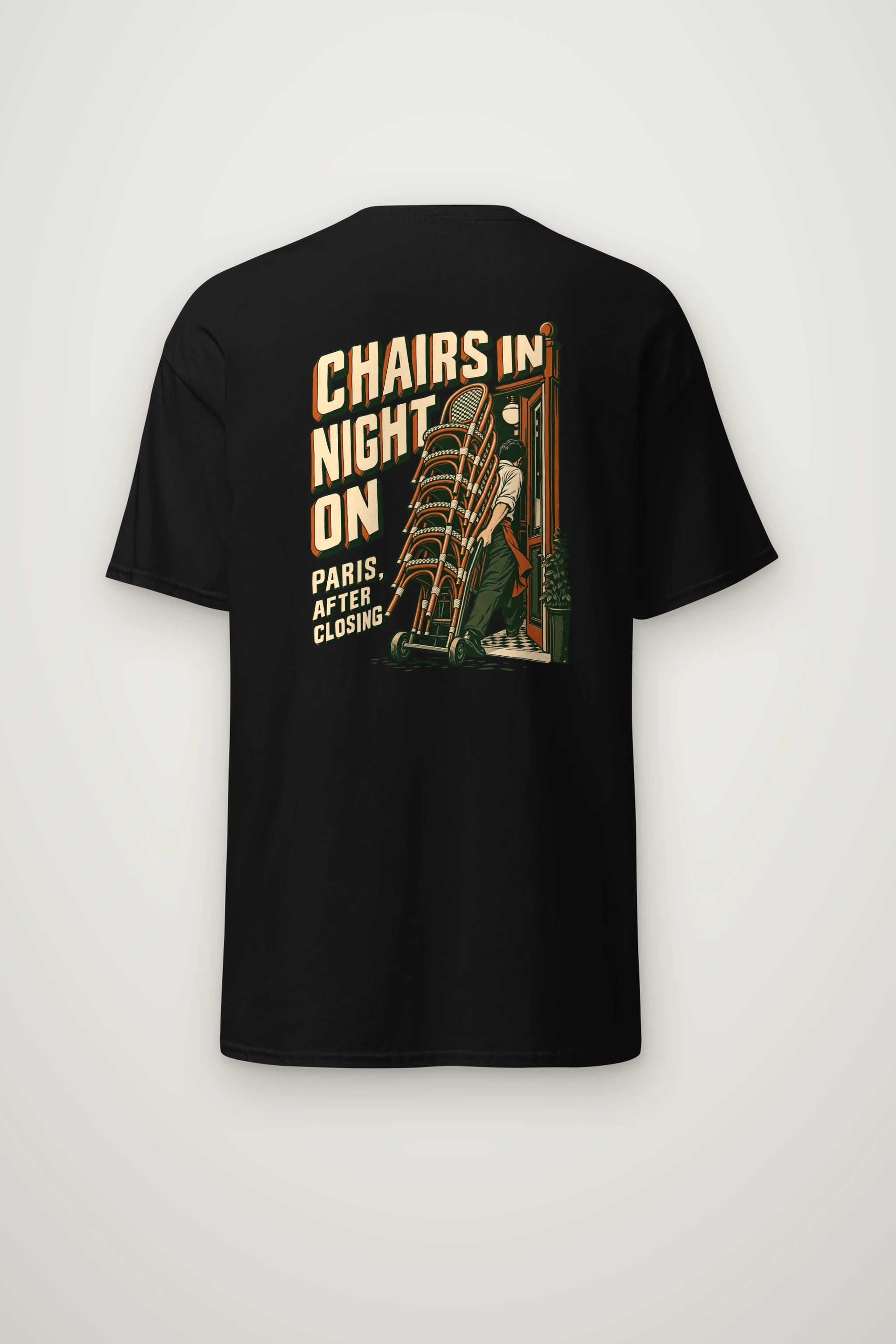 "Chairs In Night On Paris, After Closing" Heavyweight Unisex Crewneck T-shirt