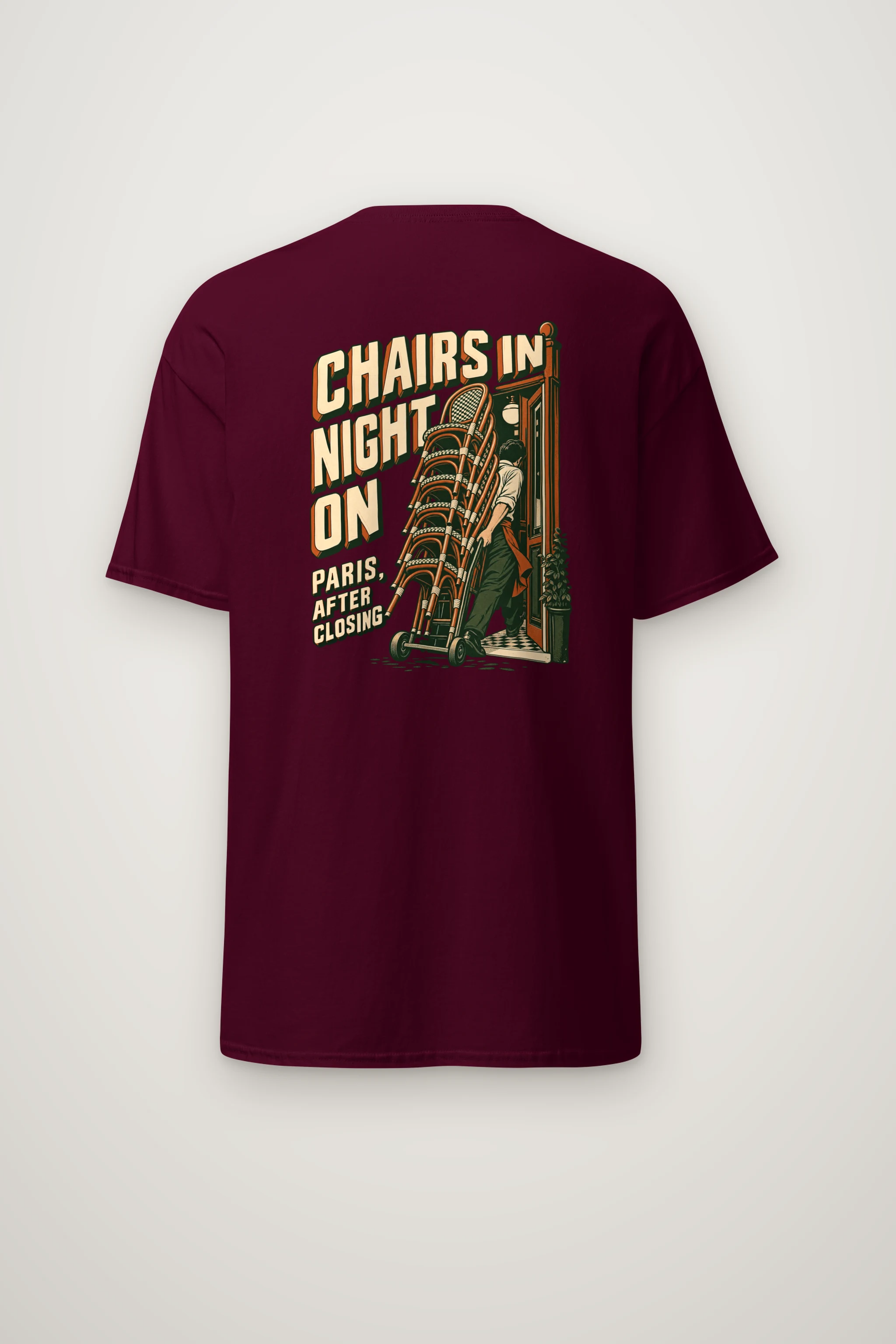 "Chairs In Night On Paris, After Closing" Heavyweight Unisex Crewneck T-shirt