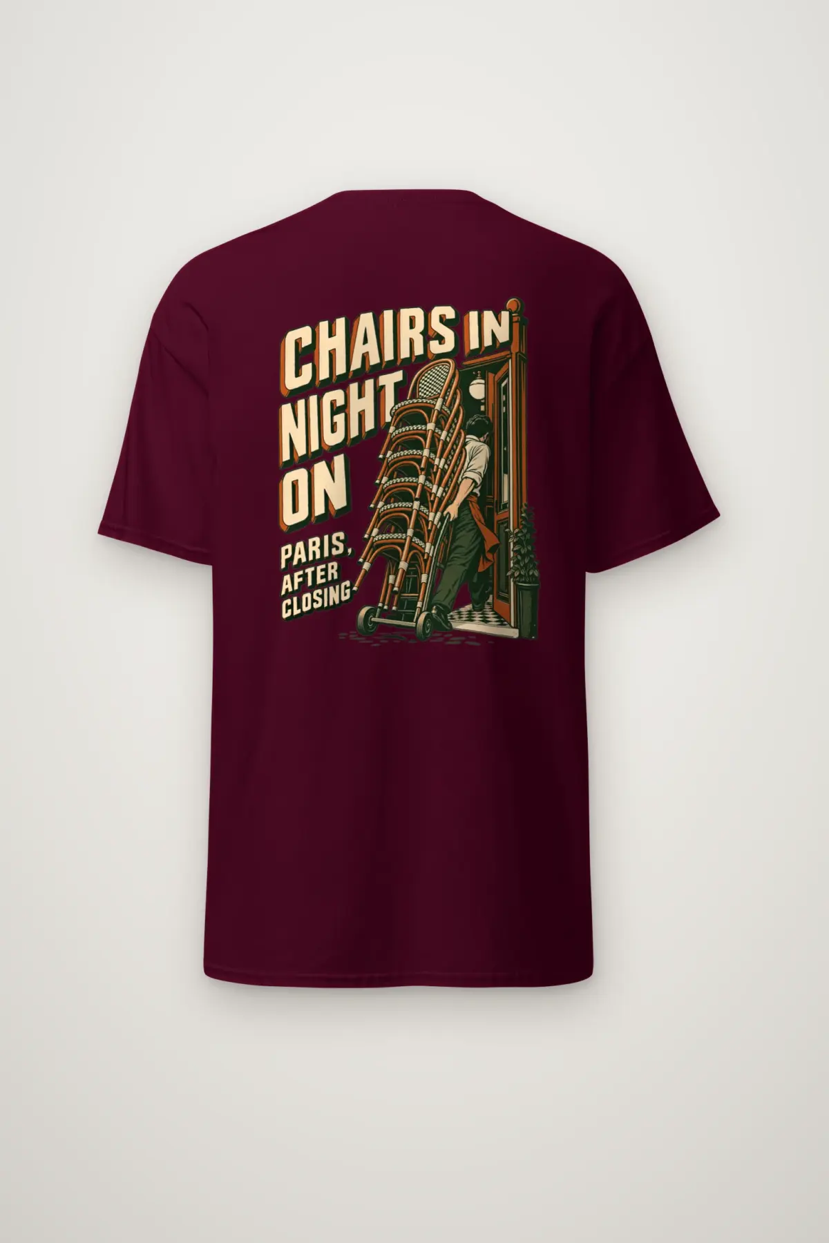 "Chairs In Night On Paris, After Closing" Heavyweight Unisex Crewneck T-shirt