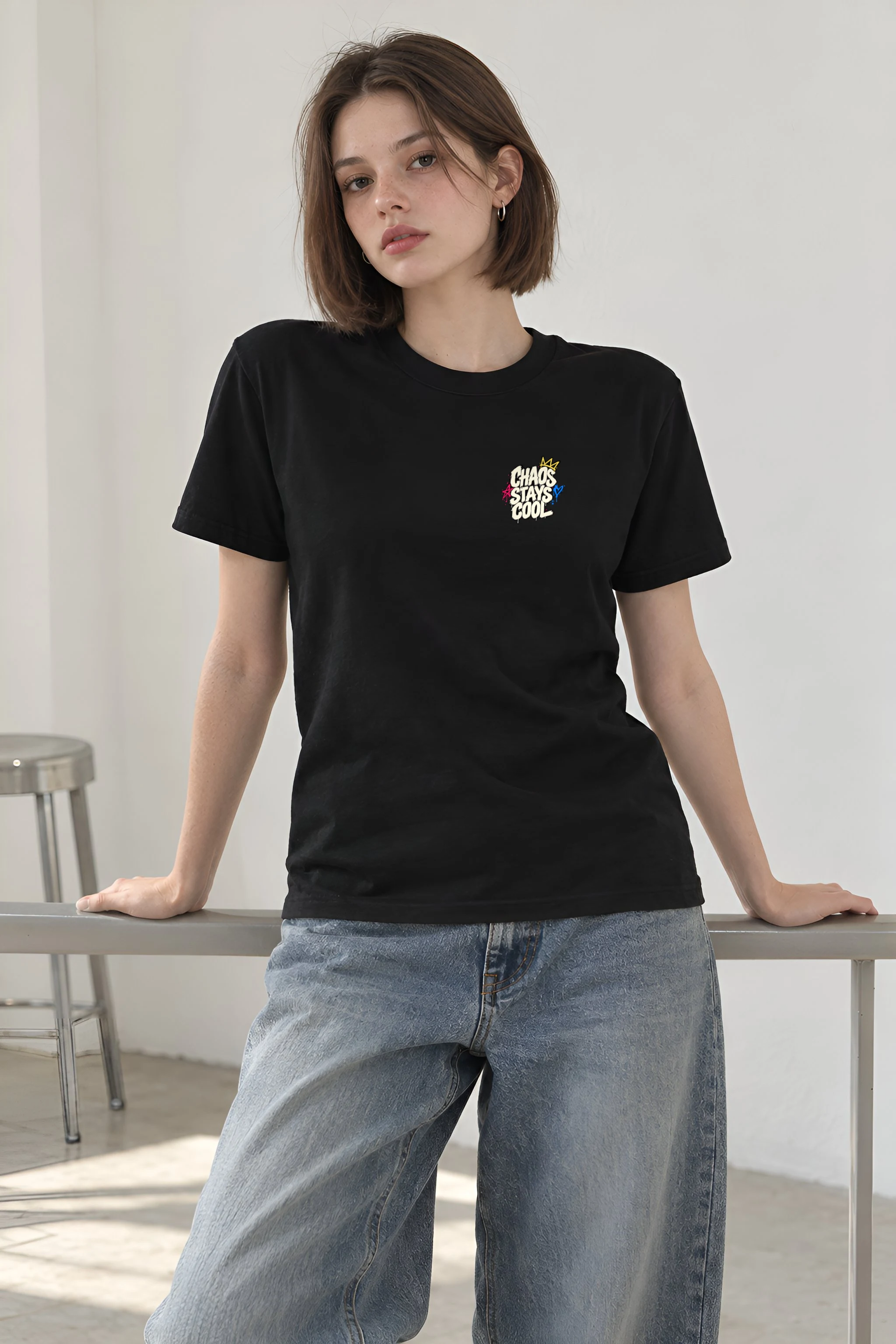 "Chaos Stays Cool" Heavyweight Unisex Crewneck T-shirt