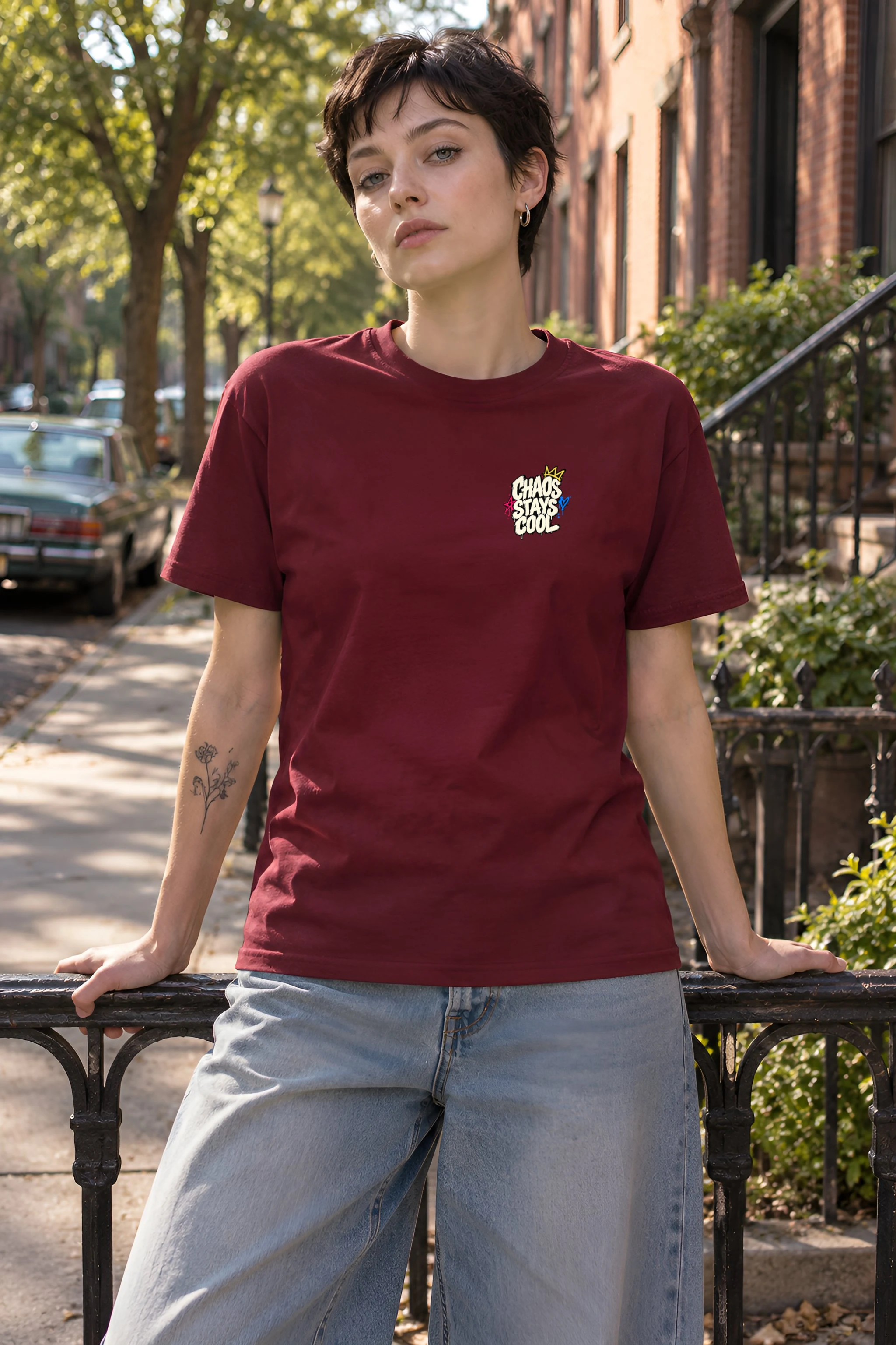 "Chaos Stays Cool" Heavyweight Unisex Crewneck T-shirt
