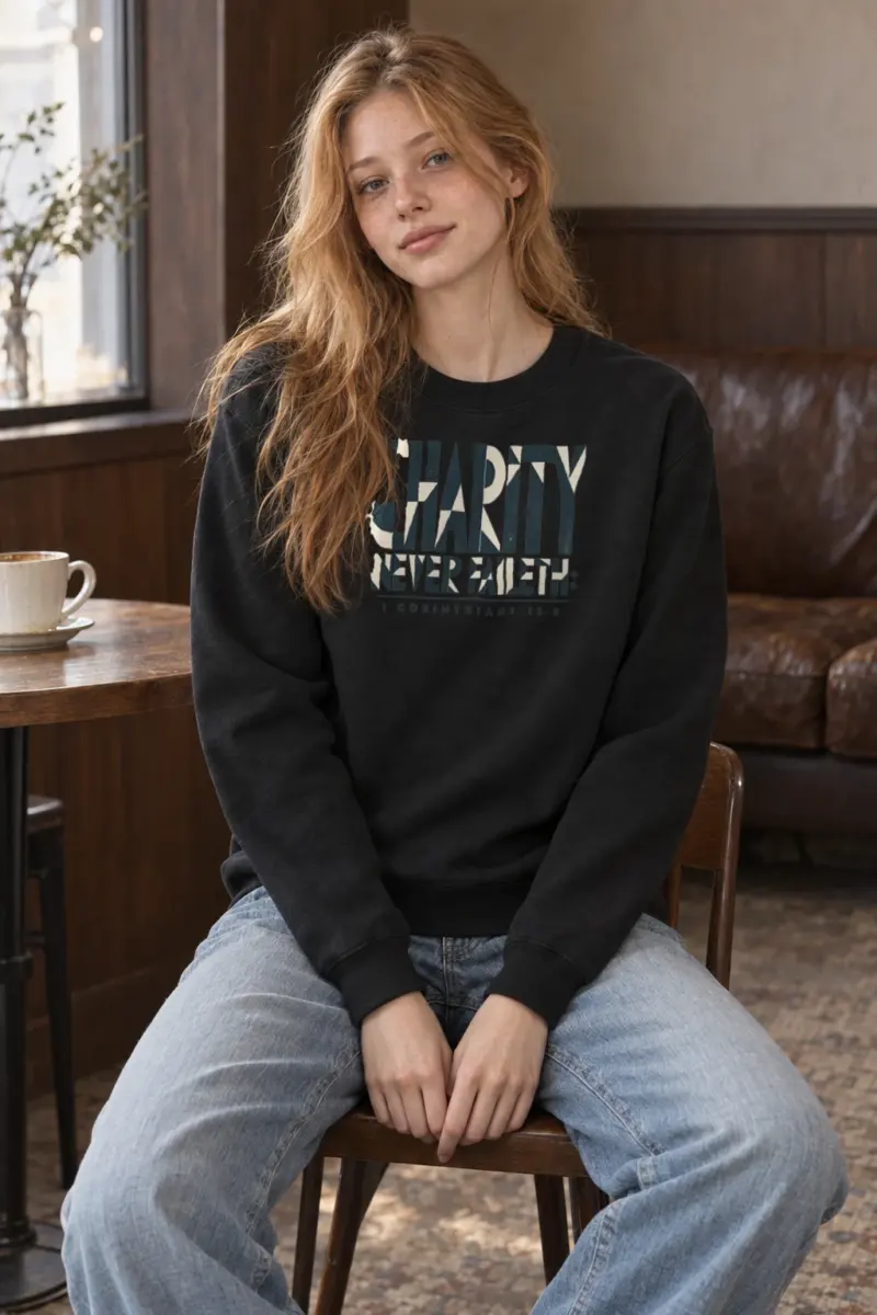 "Charity Never Faileth" Heavy Blend Unisex Crewneck Sweatshirt