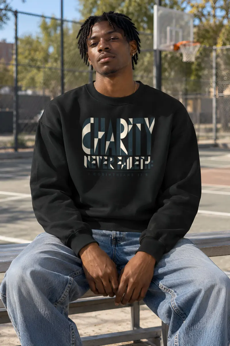 "Charity Never Faileth" Heavy Blend Unisex Crewneck Sweatshirt
