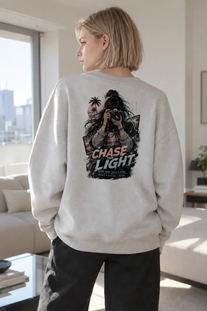 “Chase The Light” Heavy Blend Unisex Crewneck Sweatshirt | Gildan 18000