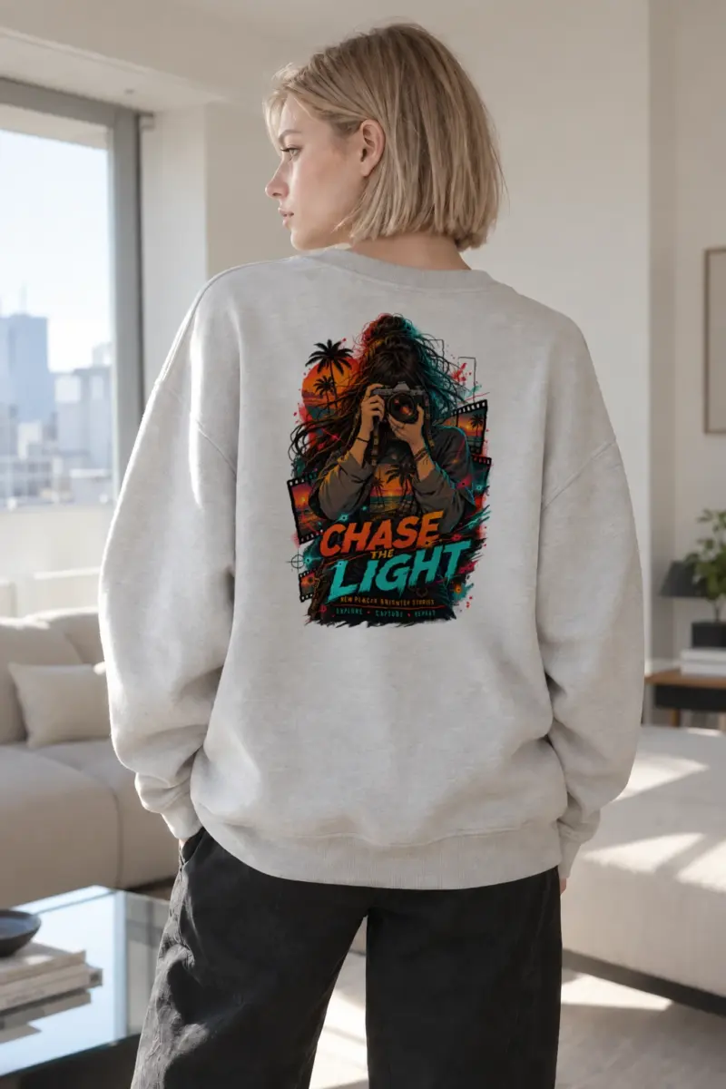"Chase The Light" Heavy Blend Unisex Crewneck Sweatshirt | Gildan 18000