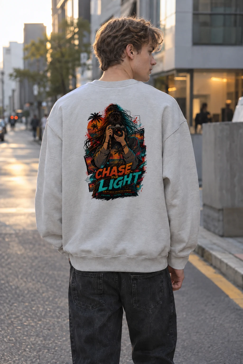 "Chase The Light" Heavy Blend Unisex Crewneck Sweatshirt | Gildan 18000