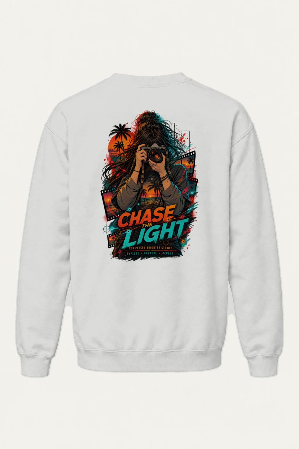 "Chase The Light" Heavy Blend Unisex Crewneck Sweatshirt | Gildan 18000