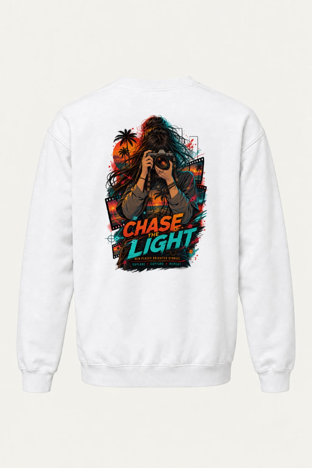 "Chase The Light" Heavy Blend Unisex Crewneck Sweatshirt | Gildan 18000