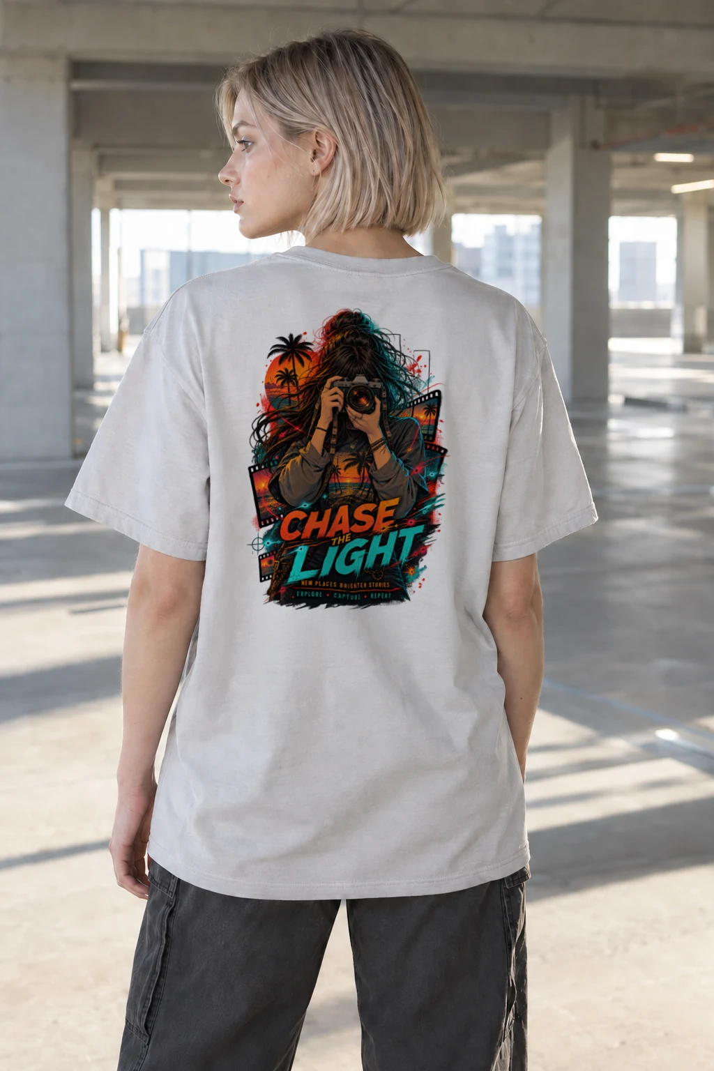 "Chase The Light" Heavyweight Unisex Crewneck T-shirt | Gildan 5000