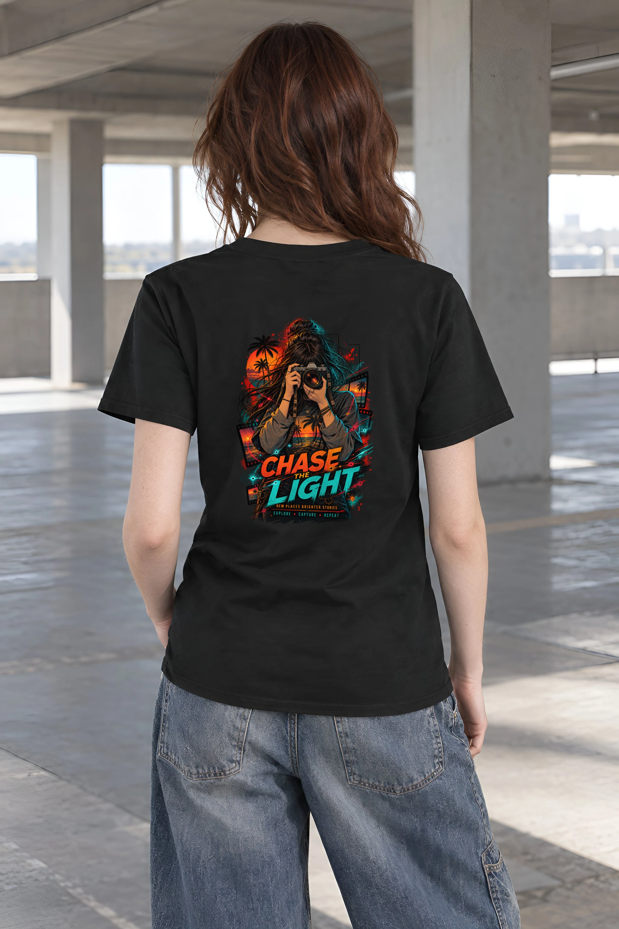 "Chase The Light" Heavyweight Unisex Crewneck T-shirt