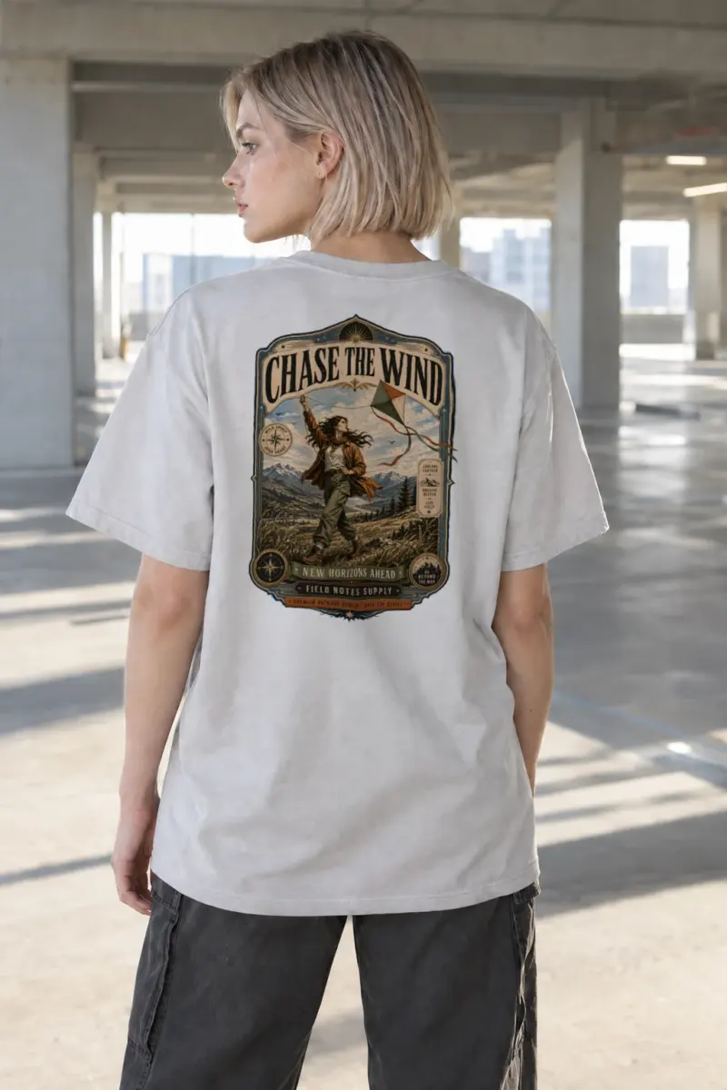 “Chase The Wind” Heavyweight Unisex Crewneck T-shirt | Gildan 5000