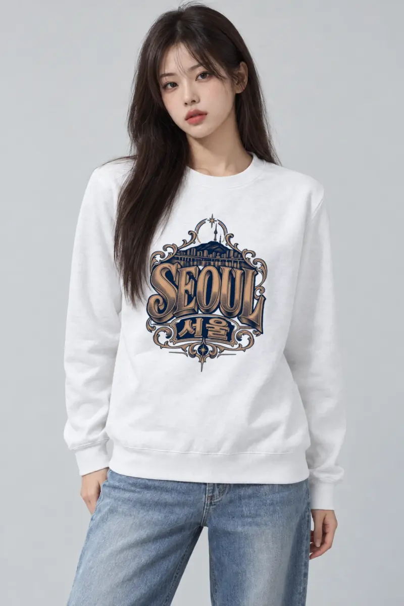"Seoul City Skyline" Heavy Blend Unisex Crewneck Sweatshirt