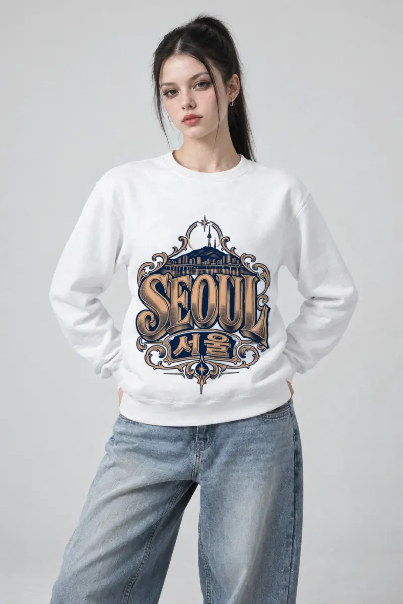 "Seoul City Skyline" Heavy Blend Unisex Crewneck Sweatshirt