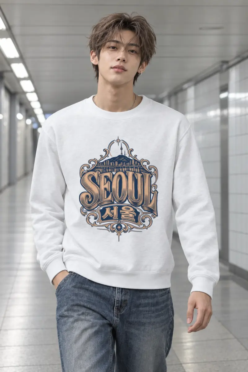 "Seoul City Skyline" Heavy Blend Unisex Crewneck Sweatshirt