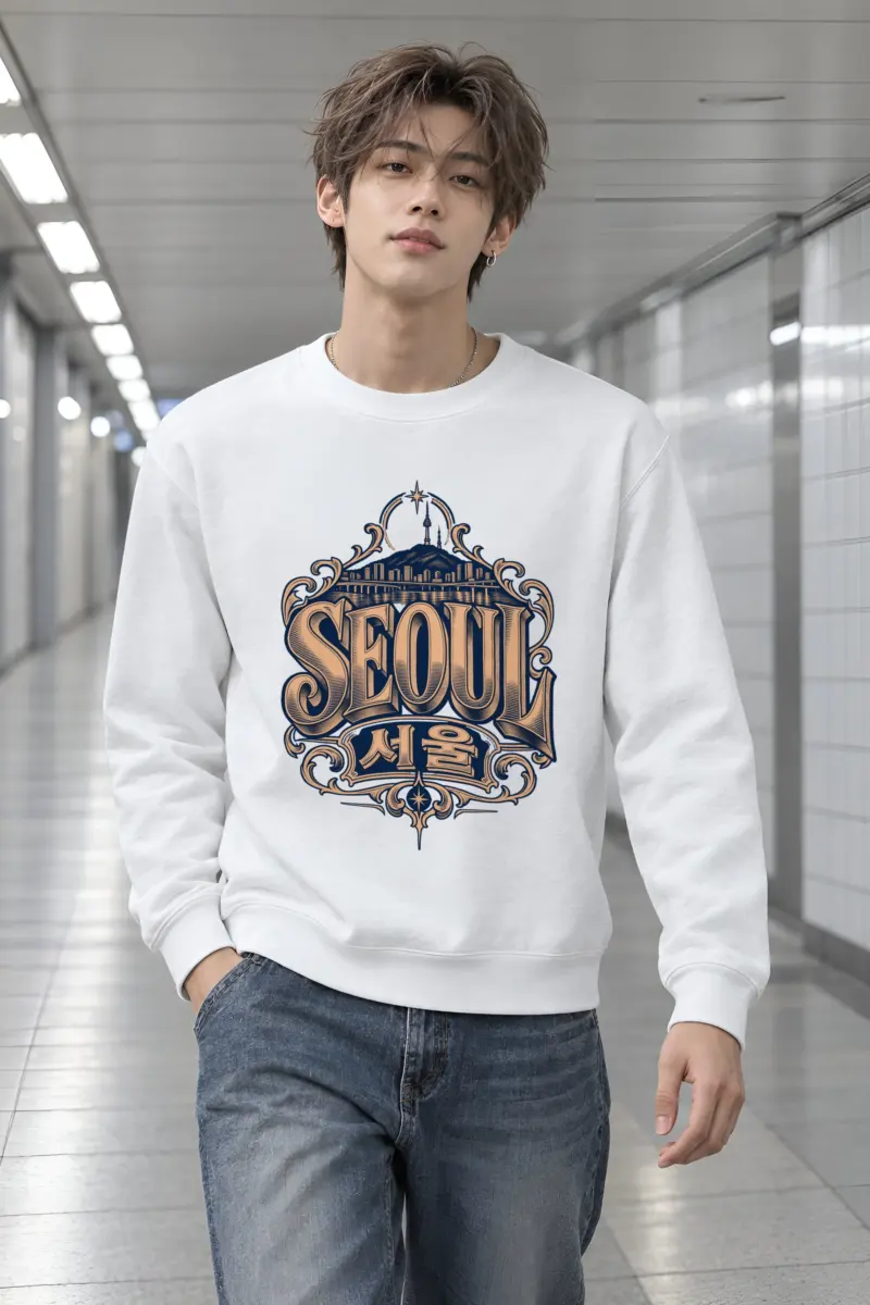 "Seoul City Skyline" Heavy Blend Unisex Crewneck Sweatshirt