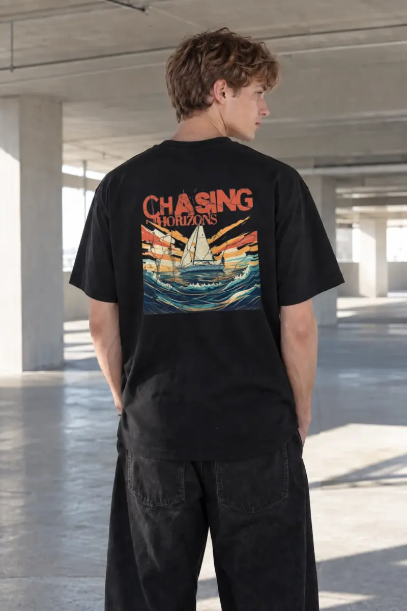 "Chasing Horizons" Heavyweight Unisex Crewneck T-shirt | Gildan 5000