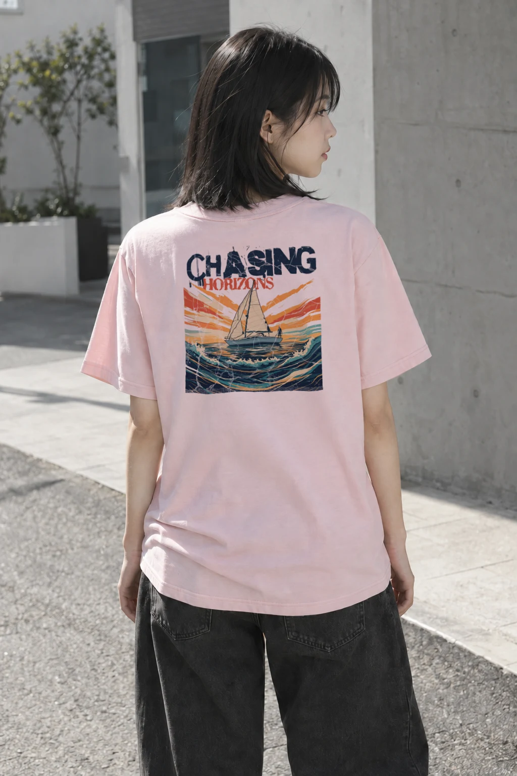 "Chasing Horizons" Heavyweight Unisex Crewneck T-shirt | Gildan 5000