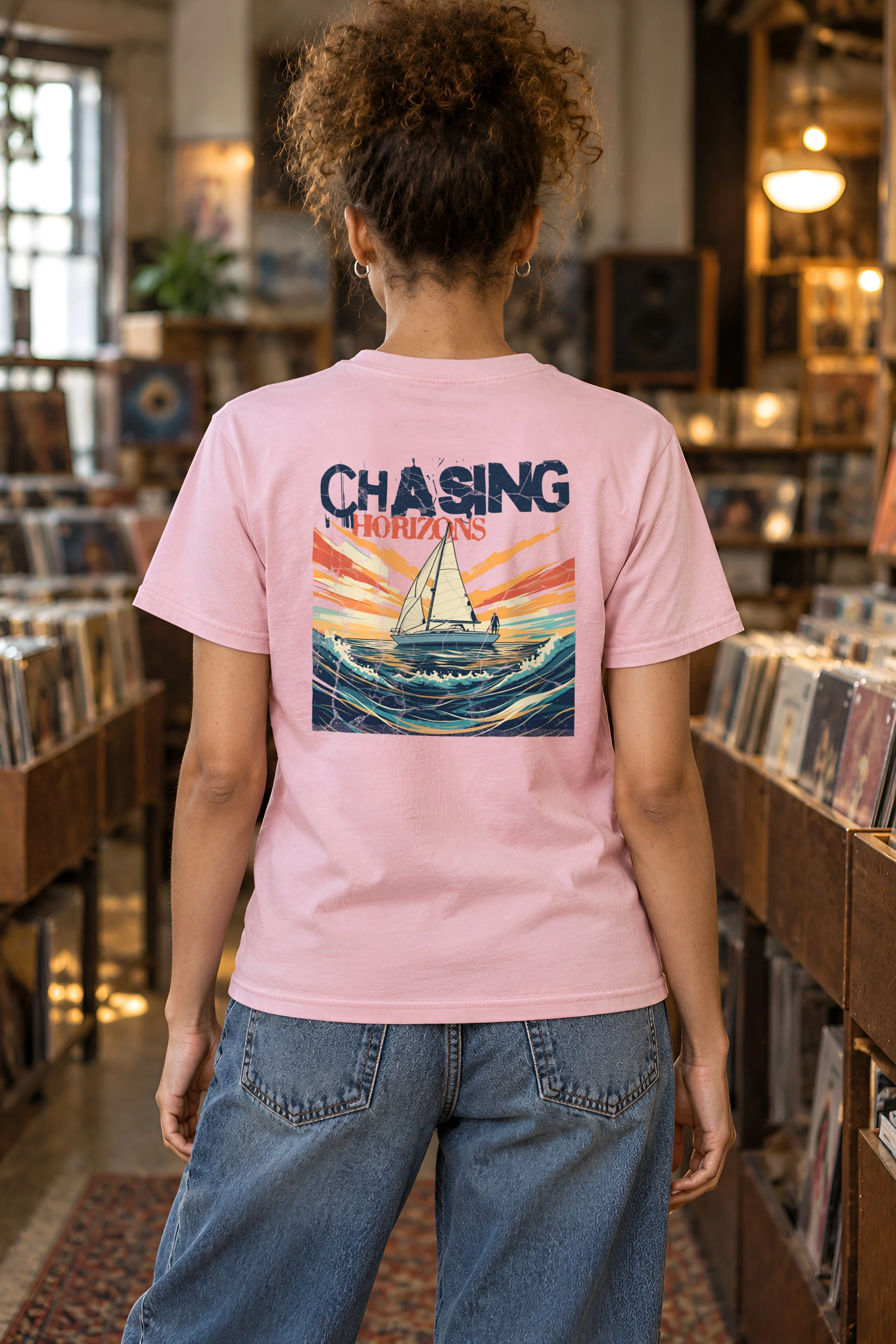 "Chasing Horizons" Heavyweight Unisex Crewneck T-shirt