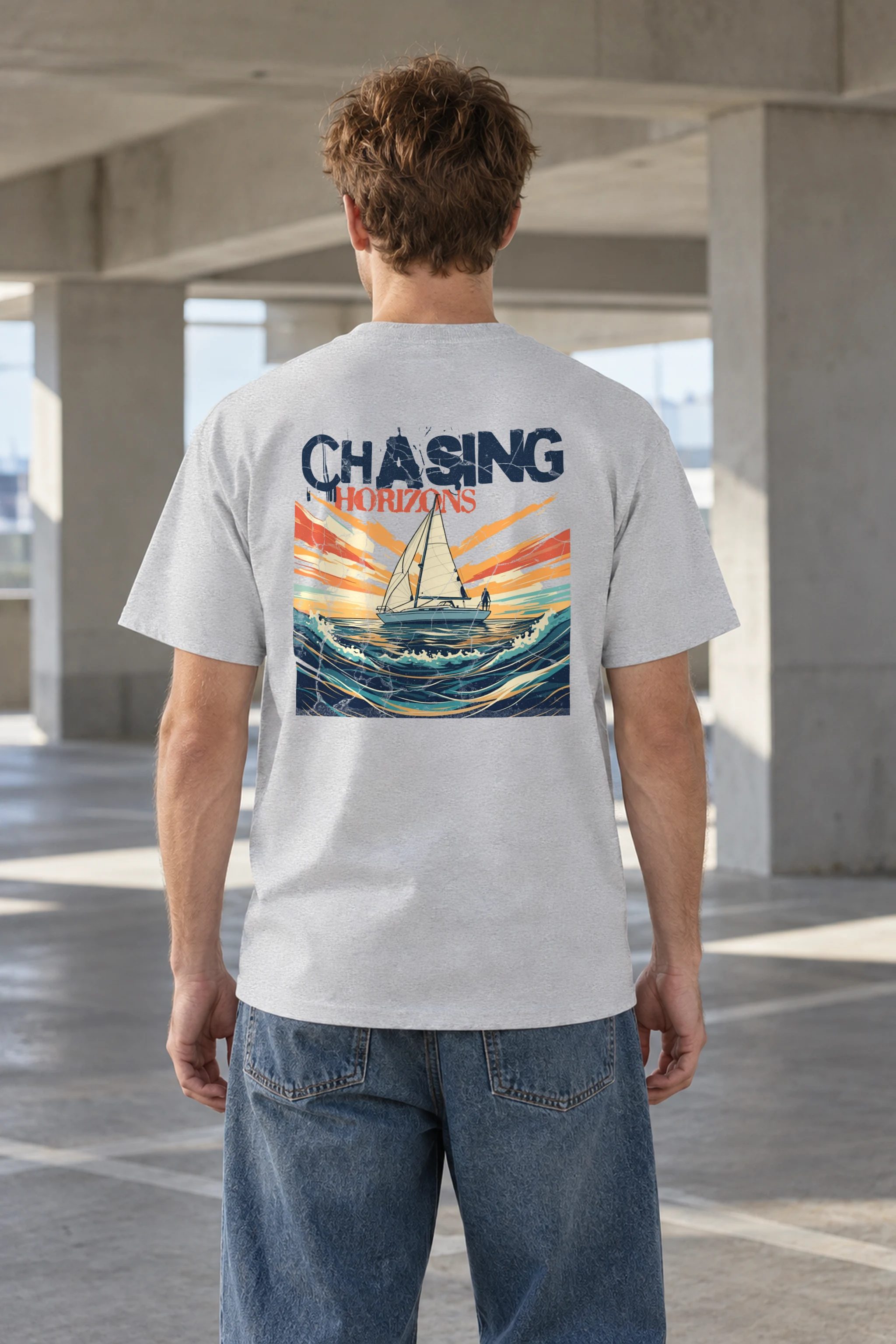 "Chasing Horizons" Heavyweight Unisex Crewneck T-shirt