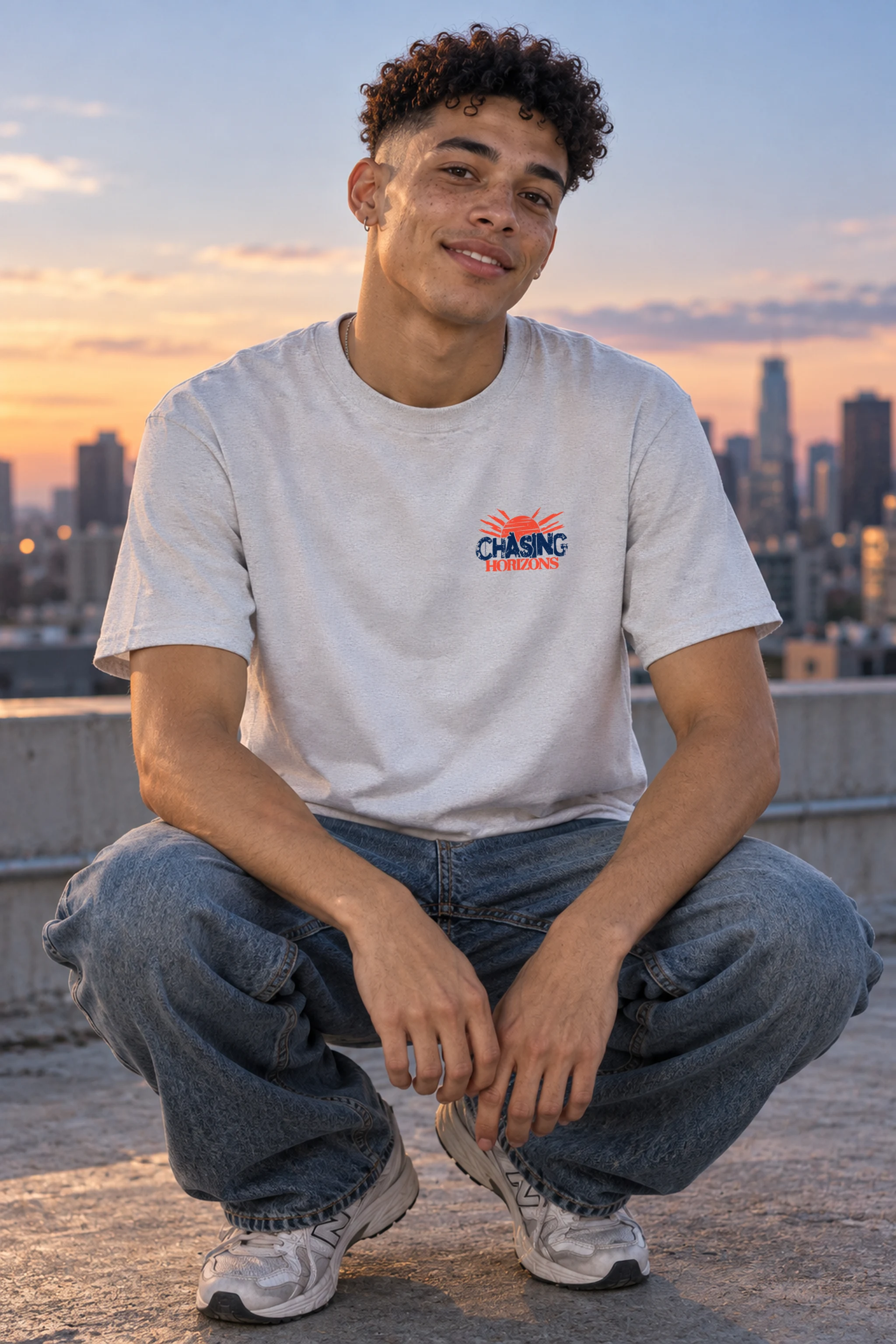"Chasing Horizons" Heavyweight Unisex Crewneck T-shirt