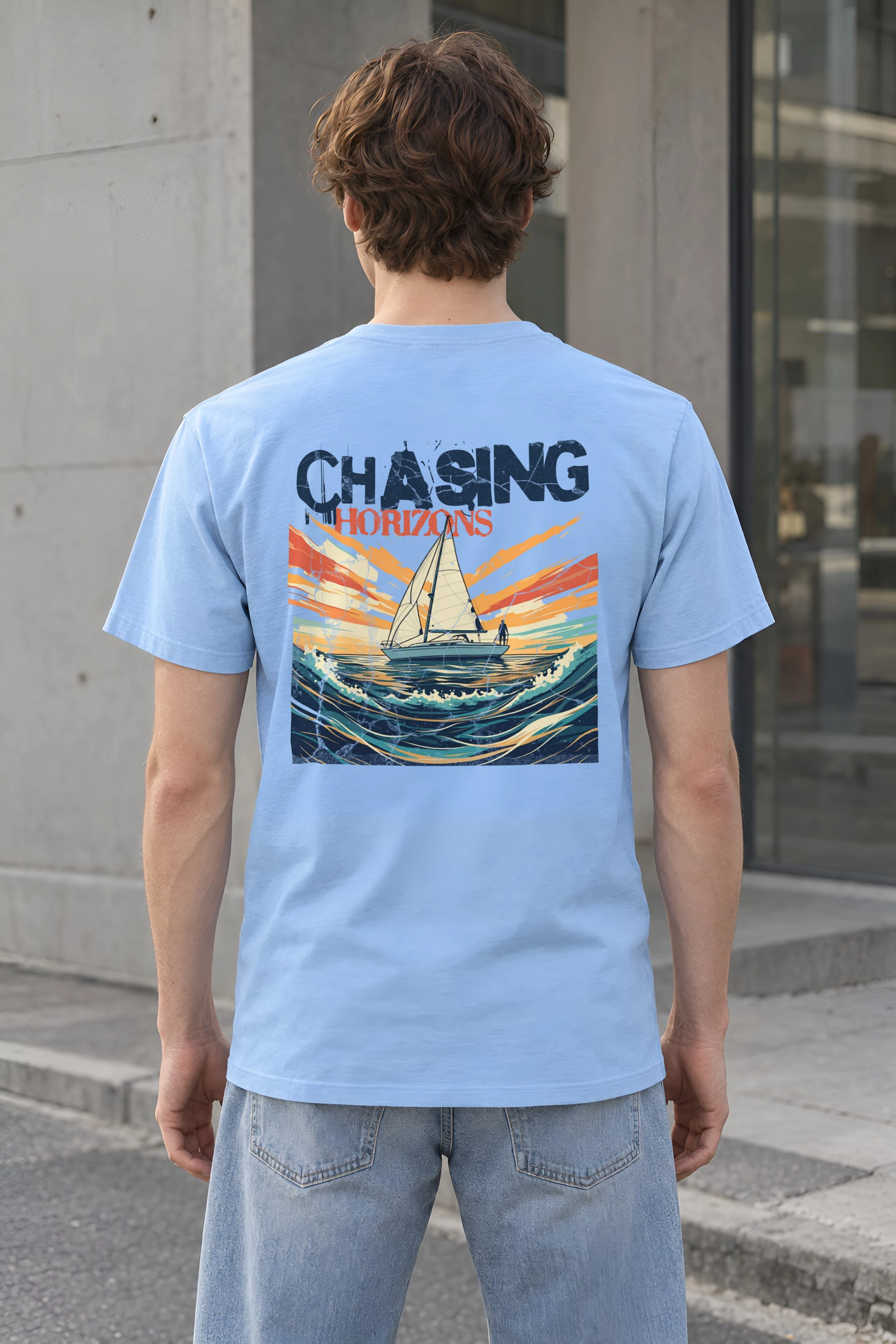 "Chasing Horizons" Heavyweight Unisex Crewneck T-shirt